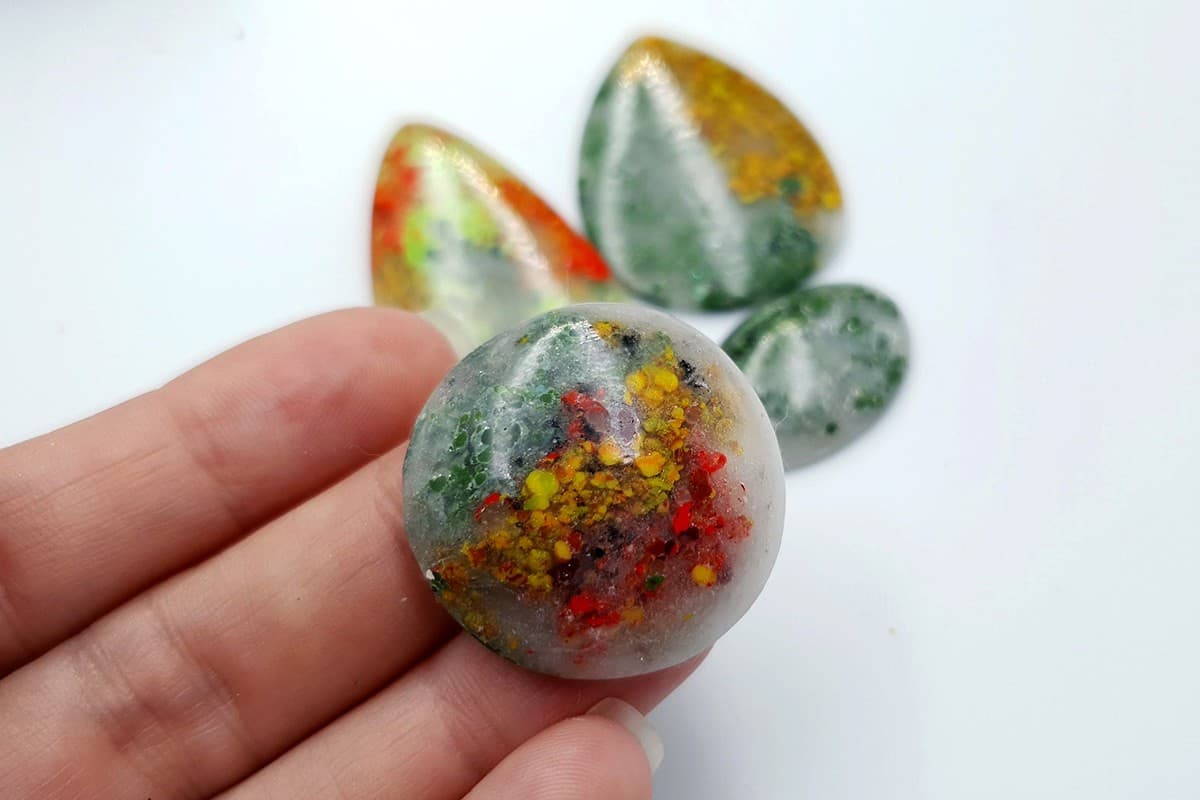 4 pcs Faux Moss Agate from Polymer Clay (Set-02) Cabochons SweetyBijou Cabochons