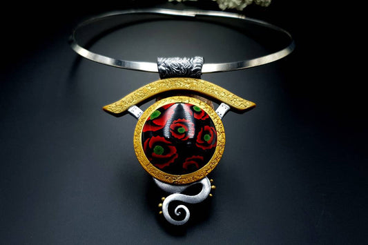 Polymer Clay Necklace Poppy Necklace SweetyBijou Jewelry