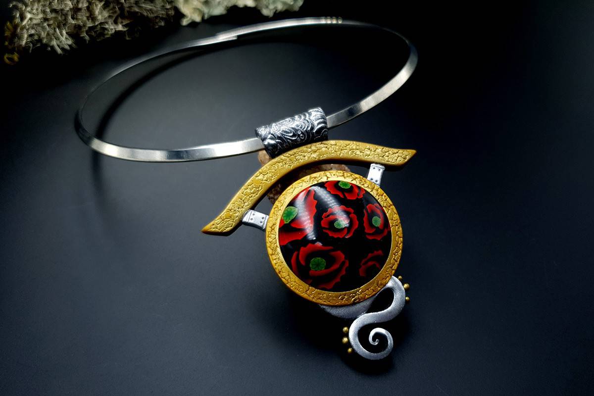 Polymer Clay Necklace Poppy Necklace SweetyBijou Jewelry