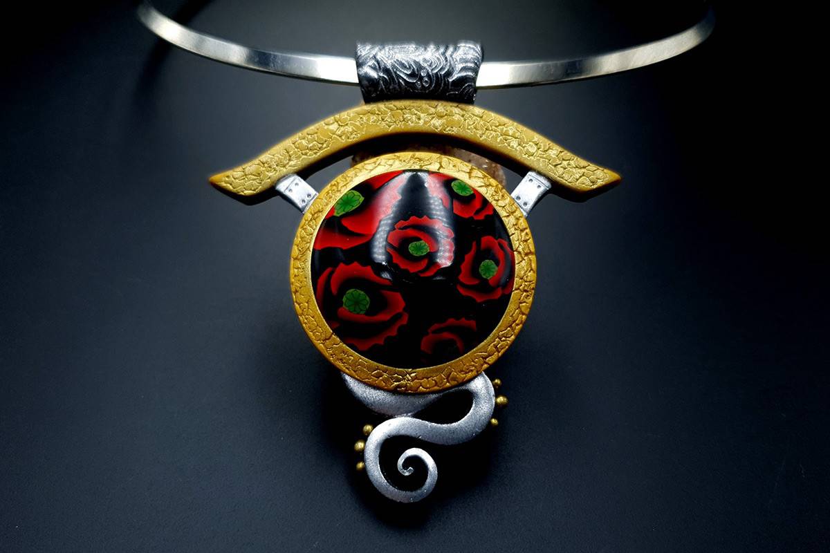 Polymer Clay Necklace Poppy Necklace SweetyBijou Jewelry