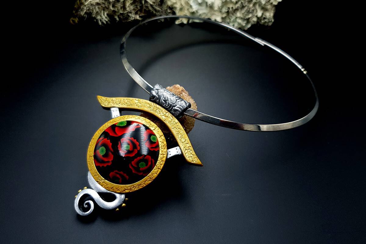 Polymer Clay Necklace Poppy Necklace SweetyBijou Jewelry