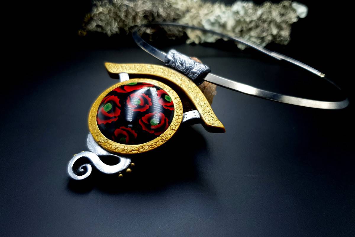 Polymer Clay Necklace Poppy Necklace SweetyBijou Jewelry