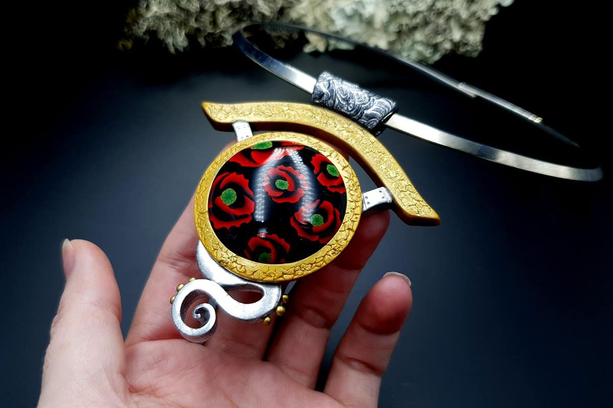Polymer Clay Necklace Poppy Necklace SweetyBijou Jewelry
