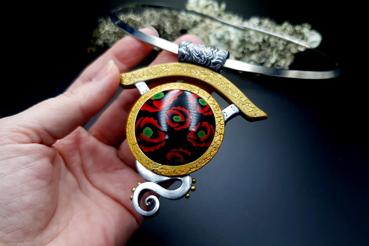 Polymer Clay Necklace Poppy Necklace SweetyBijou Jewelry