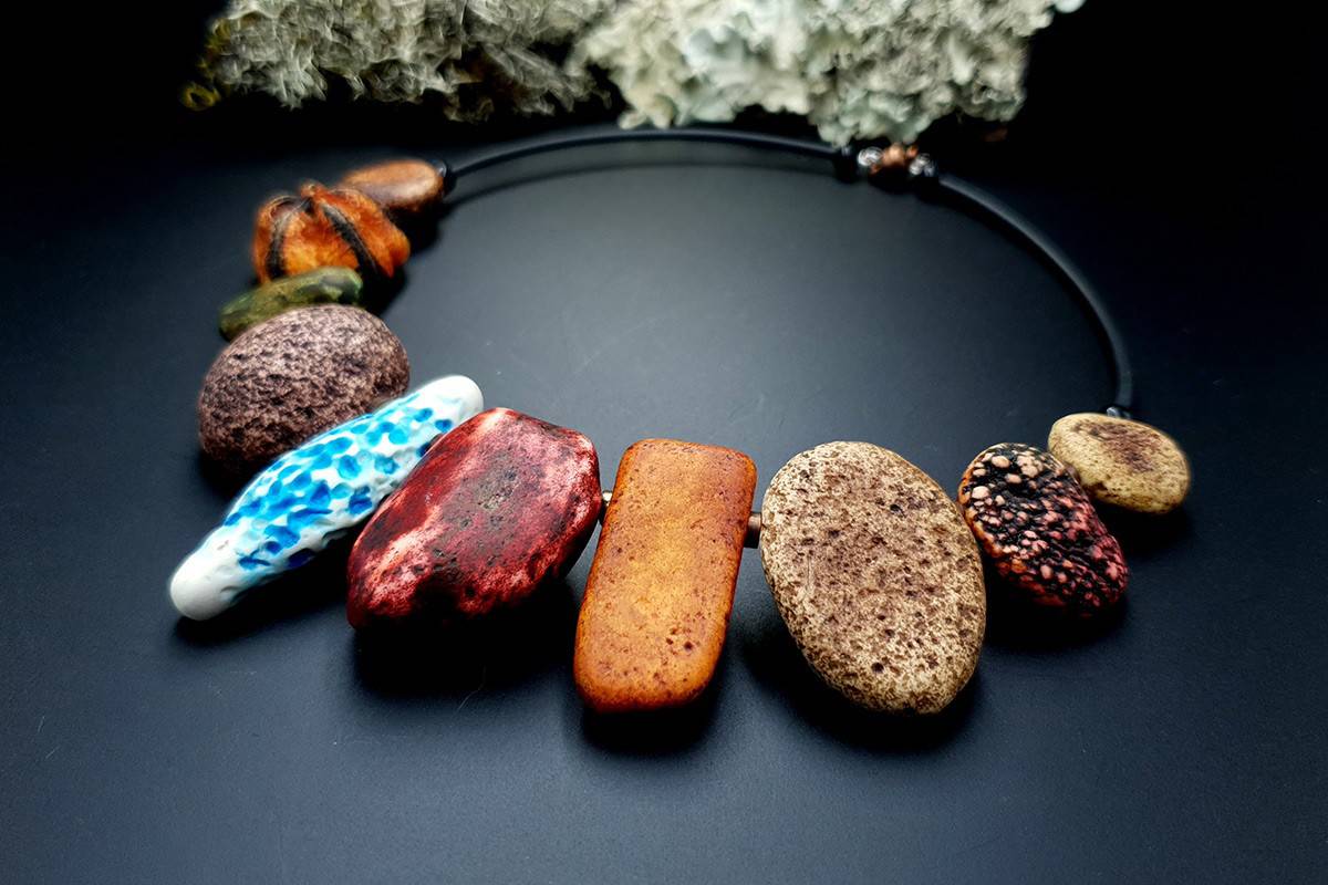 Polymer Clay Necklace "Miss Flintstone" Necklace SweetyBijou Jewelry