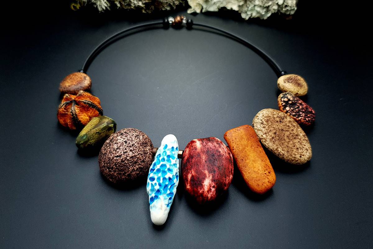 Polymer Clay Necklace "Miss Flintstone" Necklace SweetyBijou Jewelry