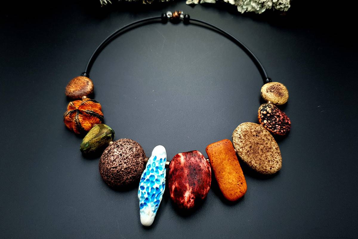 Polymer Clay Necklace "Miss Flintstone" Necklace SweetyBijou Jewelry