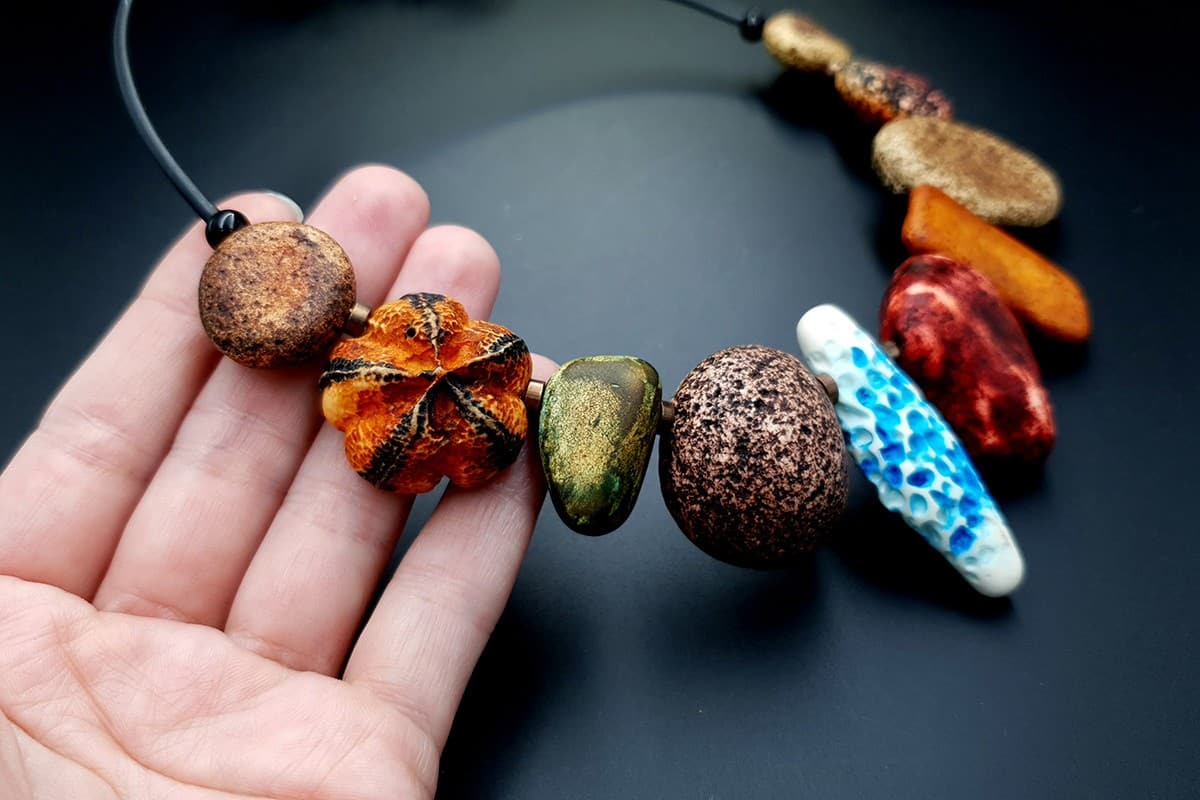 Polymer Clay Necklace "Miss Flintstone" Necklace SweetyBijou Jewelry