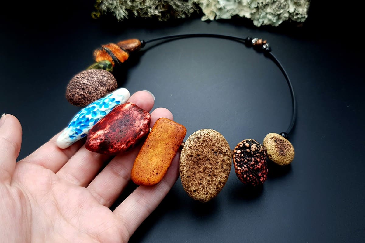 Polymer Clay Necklace "Miss Flintstone" Necklace SweetyBijou Jewelry