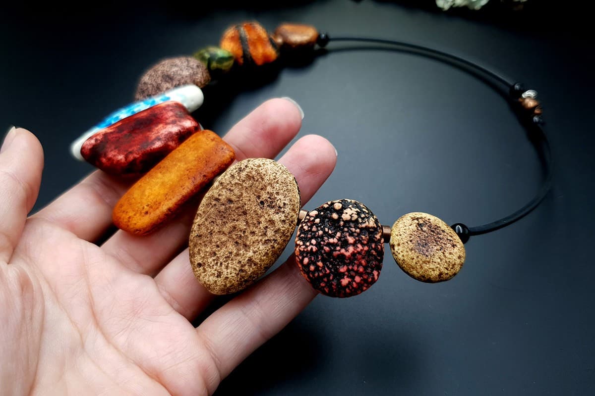 Polymer Clay Necklace "Miss Flintstone" Necklace SweetyBijou Jewelry