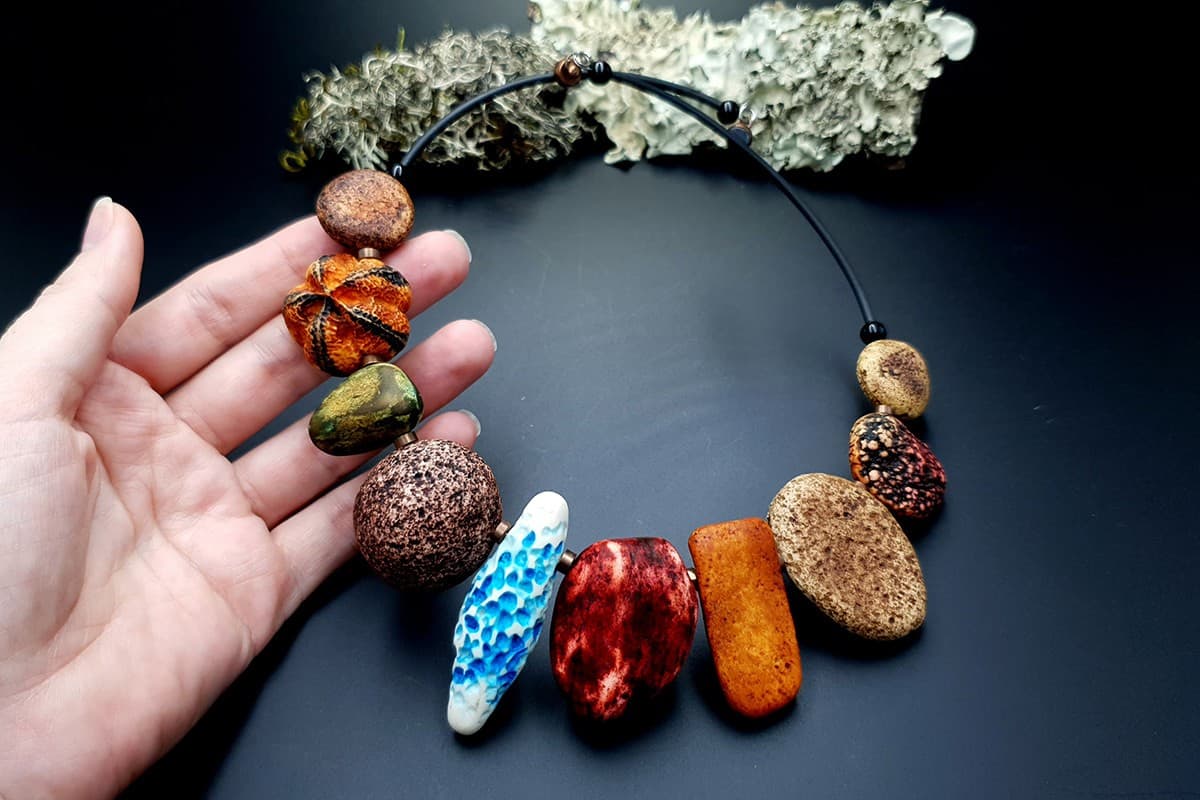 Polymer Clay Necklace "Miss Flintstone" Necklace SweetyBijou Jewelry