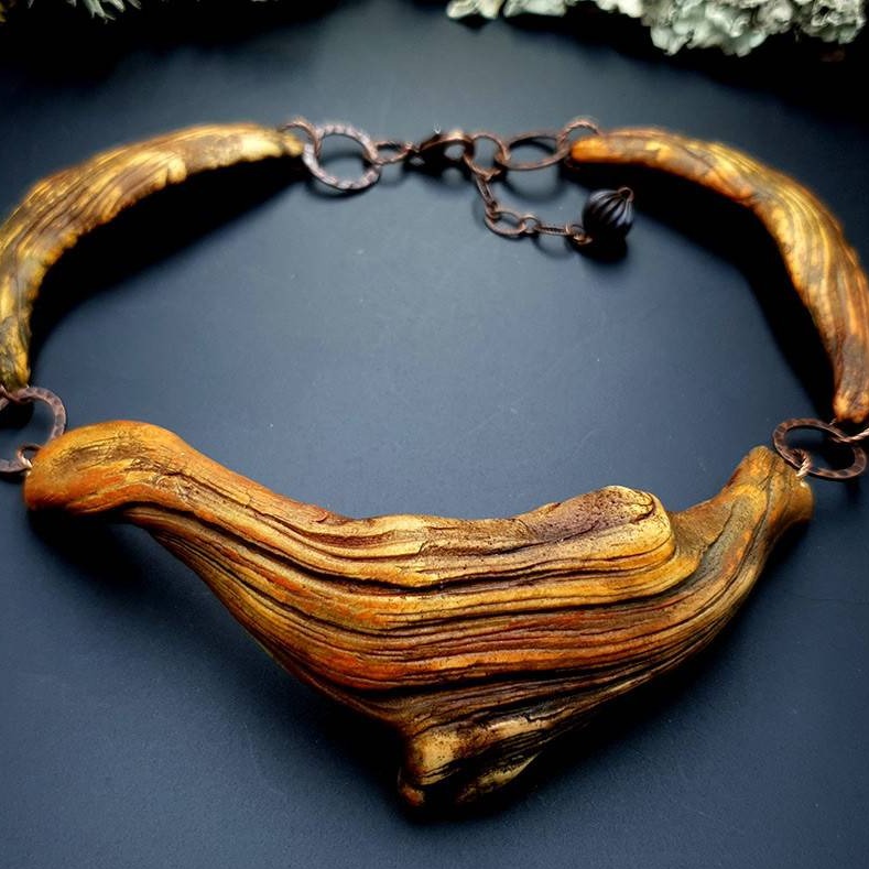 Polymer Clay Necklace Driftwood Necklace SweetyBijou Jewelry Default Title