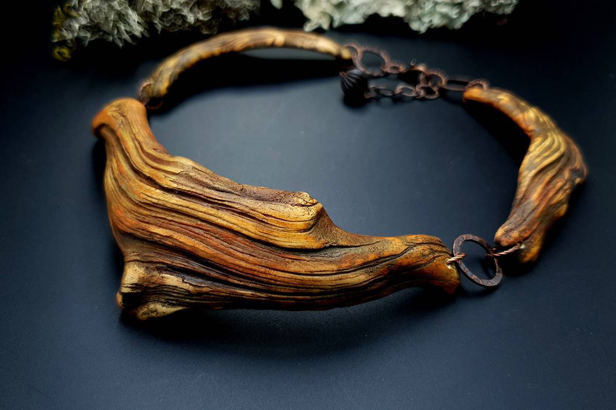 Polymer Clay Necklace Driftwood Necklace SweetyBijou Jewelry