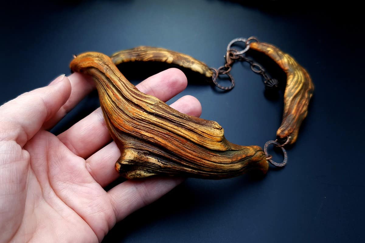 Polymer Clay Necklace Driftwood Necklace SweetyBijou Jewelry