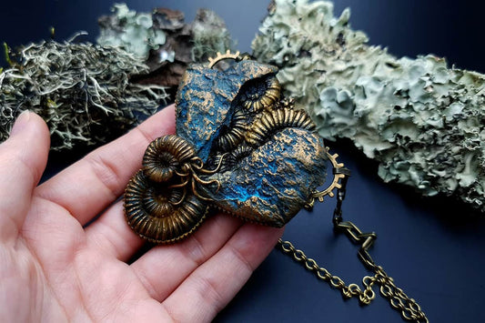 Polymer clay Pendant Fosilized Treasure Pendant SweetyBijou Jewelry