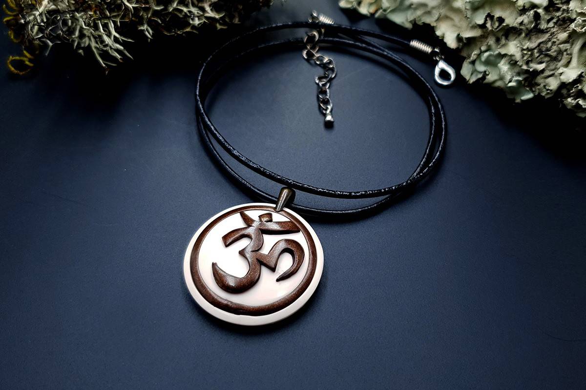 Polymer clay Pendant OM Pendant SweetyBijou Jewelry