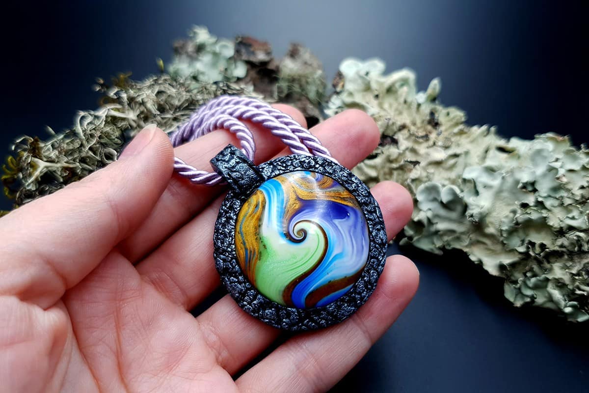 Polymer clay Pendant Photo Frame Pendant SweetyBijou Jewelry