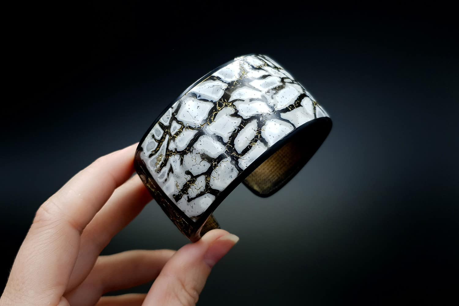 Cracked Marble Bracelet Cuff Bracelet SweetyBijou Jewelry