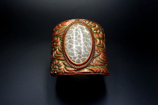 Petoskey Stone Bracelet Cuff Bracelet SweetyBijou Jewelry