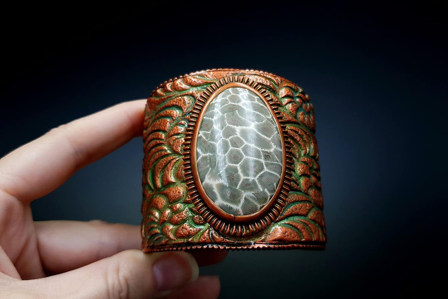 Petoskey Stone Bracelet Cuff Bracelet SweetyBijou Jewelry