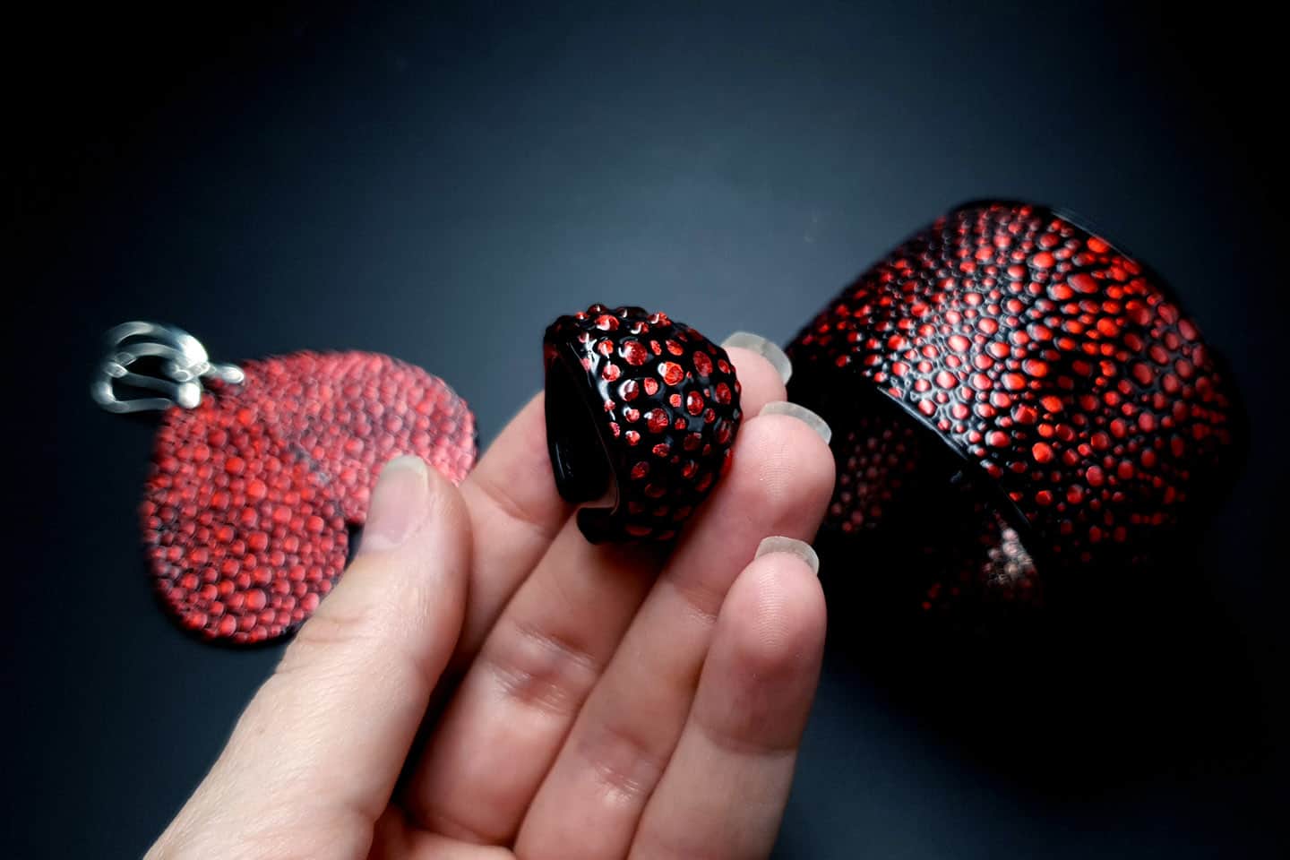 Jewelry Set Red Dragon Treasure Bracelet, Ring, and Earrings Jewelry Set SweetyBijou Jewelry