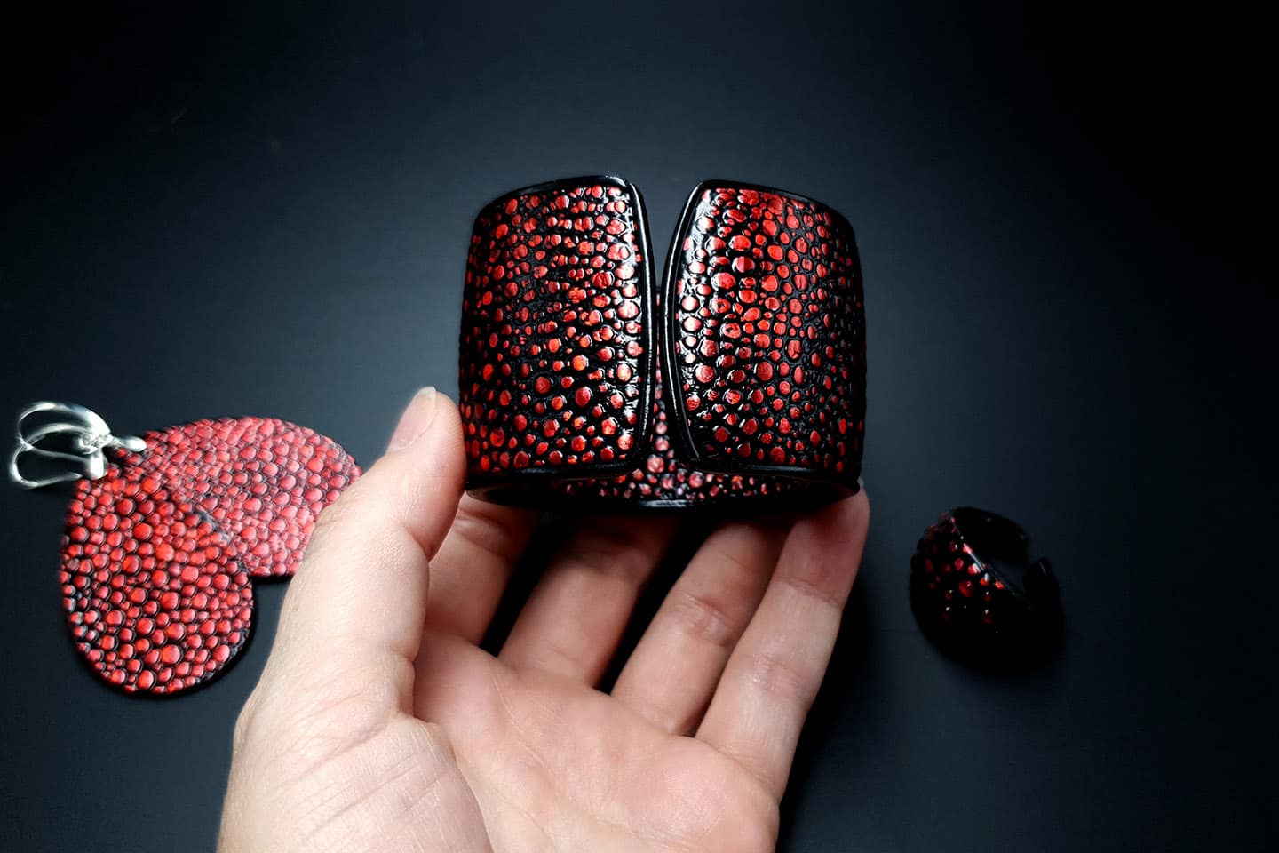 Jewelry Set Red Dragon Treasure Bracelet, Ring, and Earrings Jewelry Set SweetyBijou Jewelry