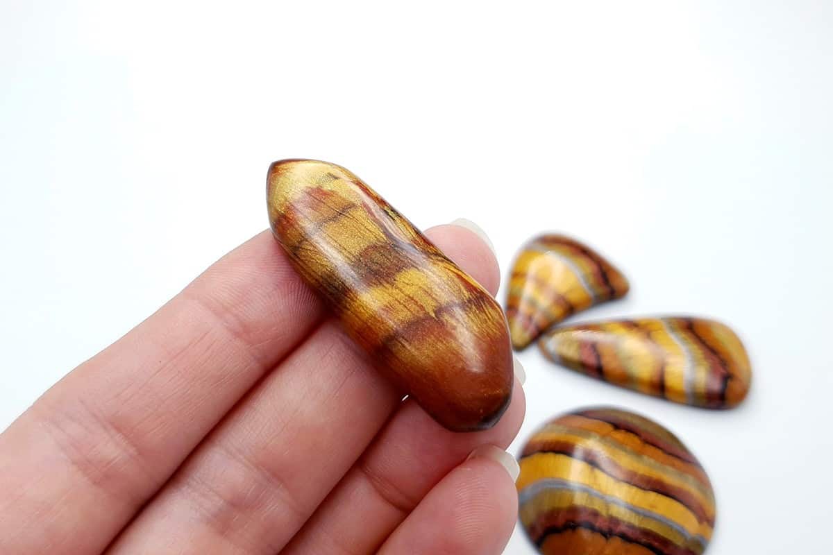 6 pcs Faux Tiger Eye Stones from Polymer Clay Cabochons SweetyBijou Cabochons