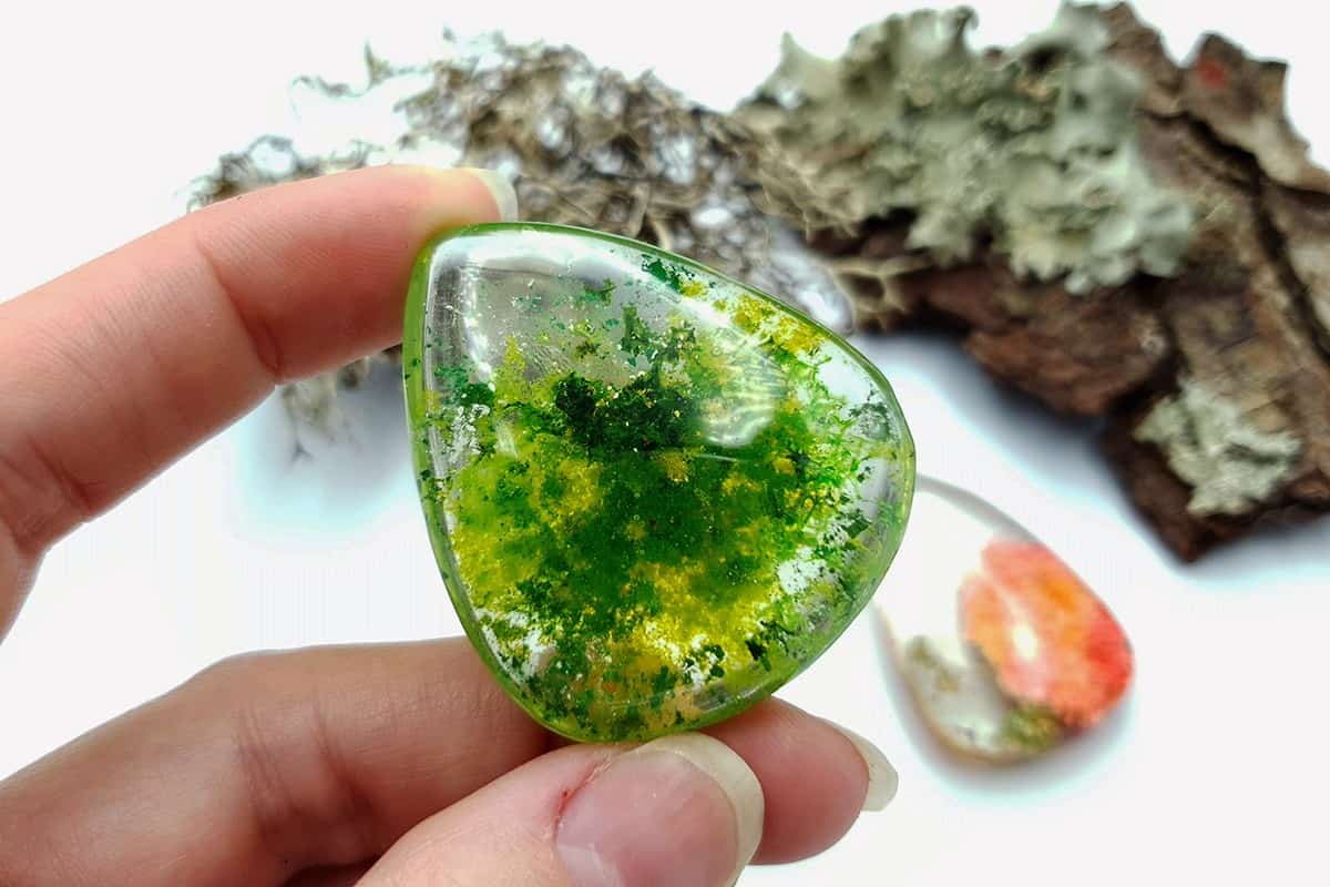Faux Moss Agate + Faux Lodolite Quartz Stones Cabochons SweetyBijou Cabochons