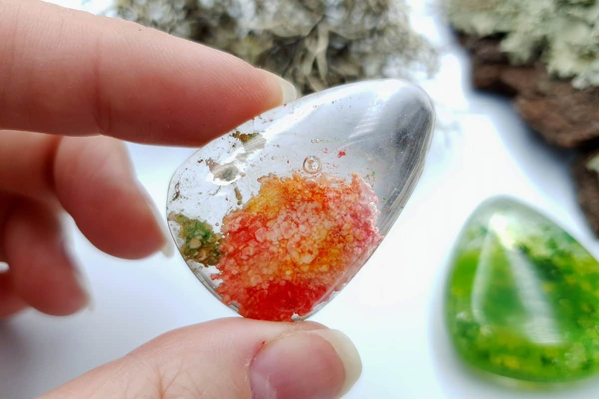 Faux Moss Agate + Faux Lodolite Quartz Stones Cabochons SweetyBijou Cabochons