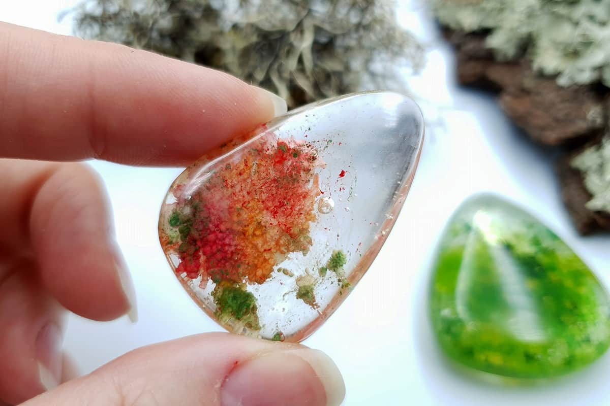 Faux Moss Agate + Faux Lodolite Quartz Stones Cabochons SweetyBijou Cabochons