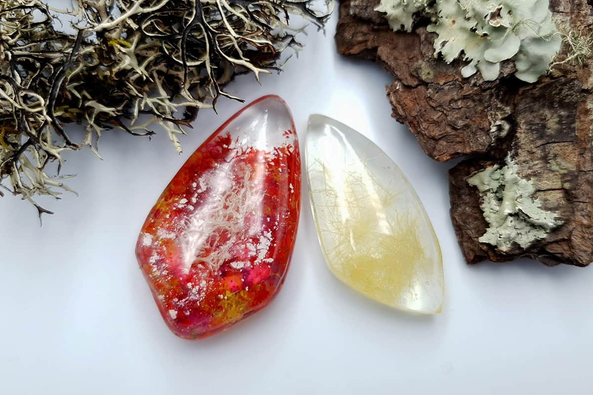 Faux Moss Agate + Faux Rutilated Quartz Stones Cabochons SweetyBijou Cabochons Default Title