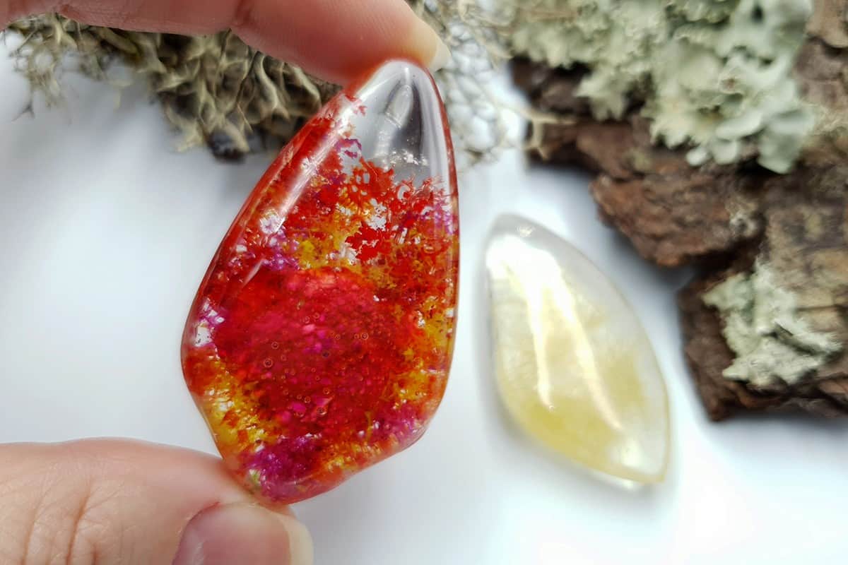 Faux Moss Agate + Faux Rutilated Quartz Stones Cabochons SweetyBijou Cabochons