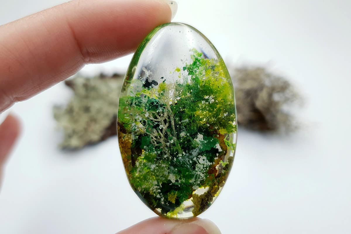 1 pcs UV Resin Faux Moss Agate Stone (Set #1) Cabochons SweetyBijou Cabochons