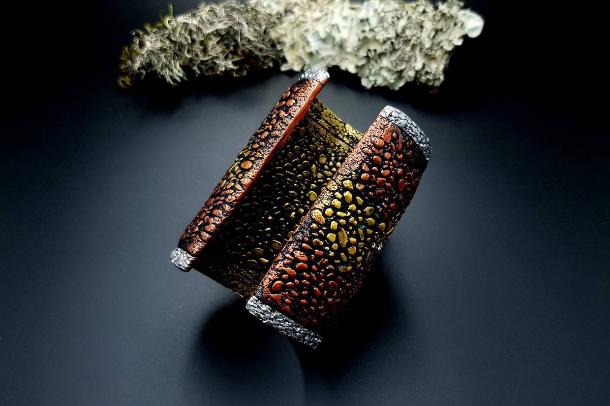 Wide Bracelet Cuff River Stones Bracelet SweetyBijou Jewelry