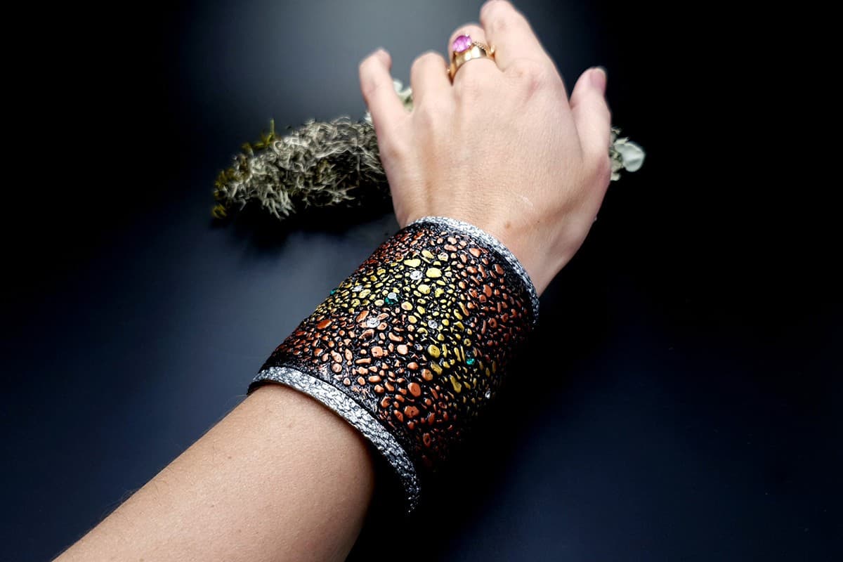 Wide Bracelet Cuff River Stones Bracelet SweetyBijou Jewelry