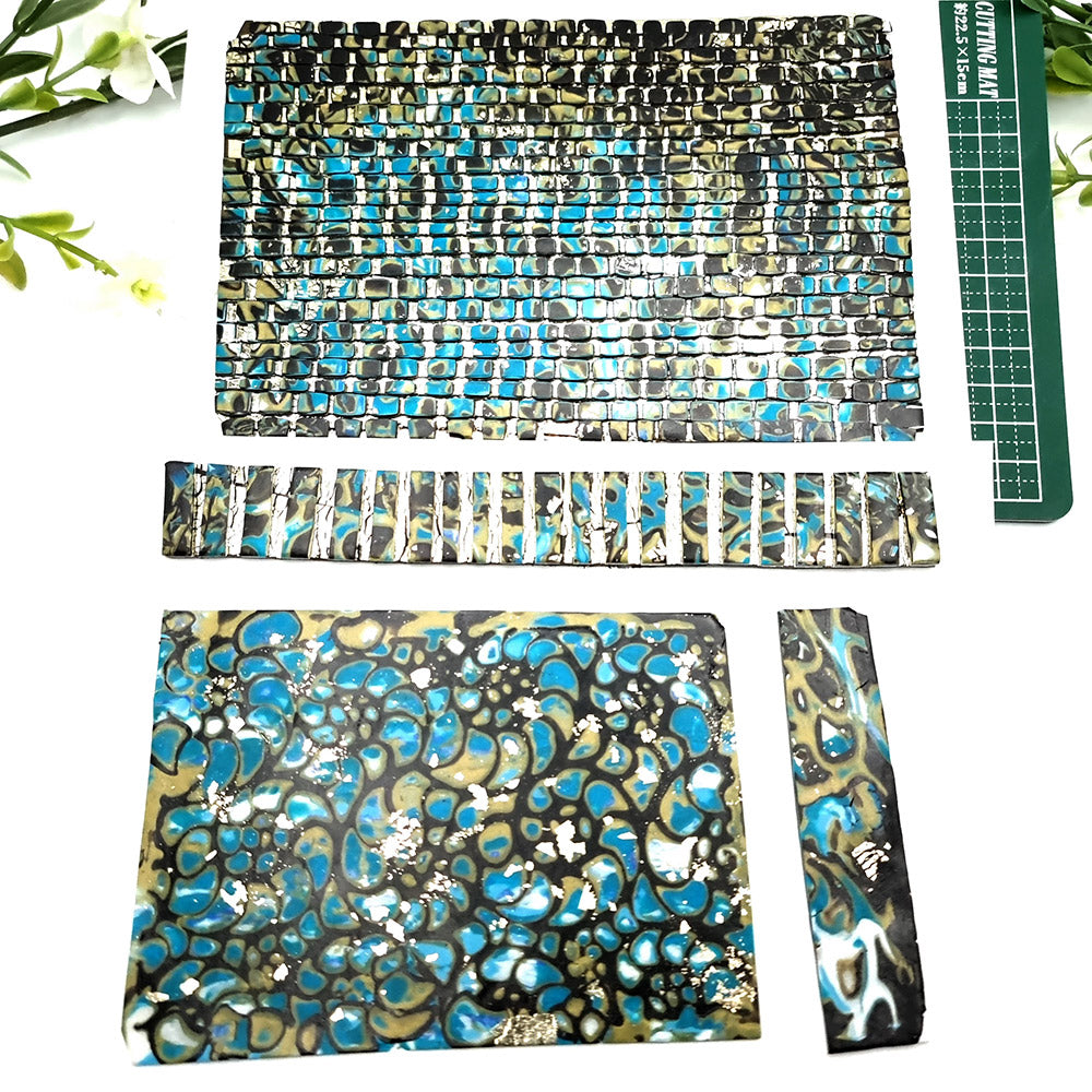 Unbaked Raw Mosaic and Mokume Gane Veneers Set for Jewelry Making