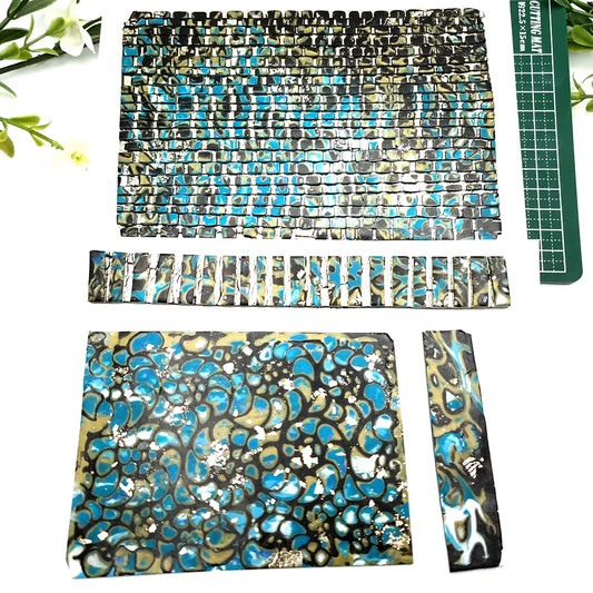 Unbaked Raw Mosaic and Mokume Gane Veneers Set for Jewelry Making