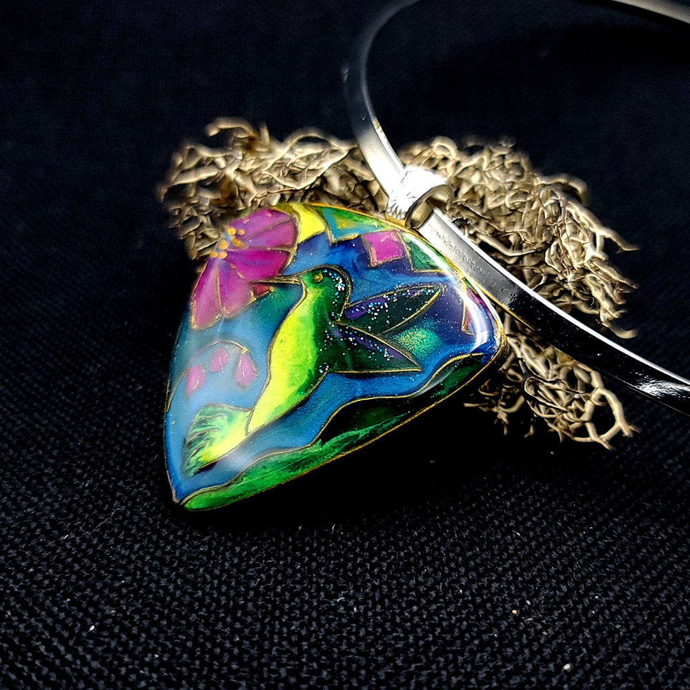 Silicone Texture - Large Cloisonne Enamel Pendants #1