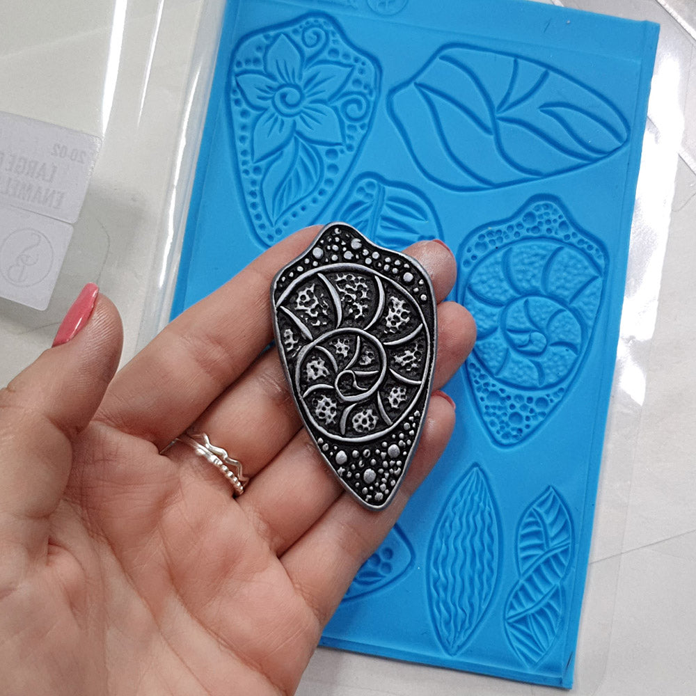 Silicone Texture - Large Cloisonne Enamel Pendants #1