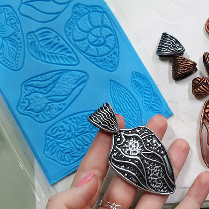 Silicone Texture - Large Cloisonne Enamel Pendants #1