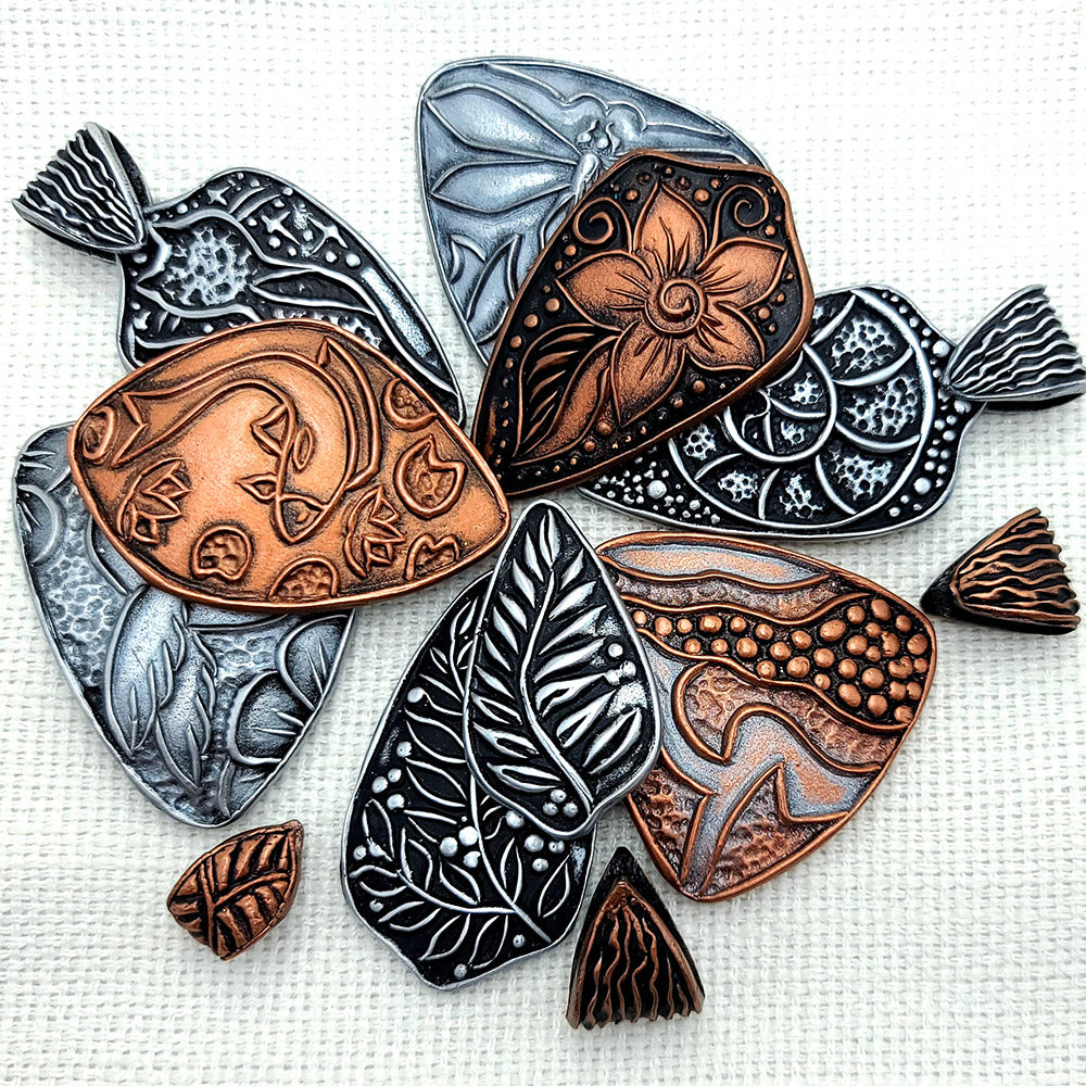 Silicone Texture - Large Cloisonne Enamel Pendants #2