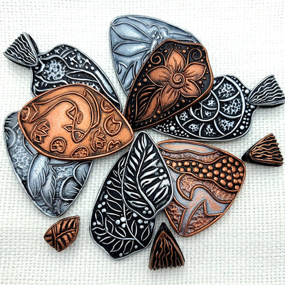 Silicone Texture - Large Cloisonne Enamel Pendants #2