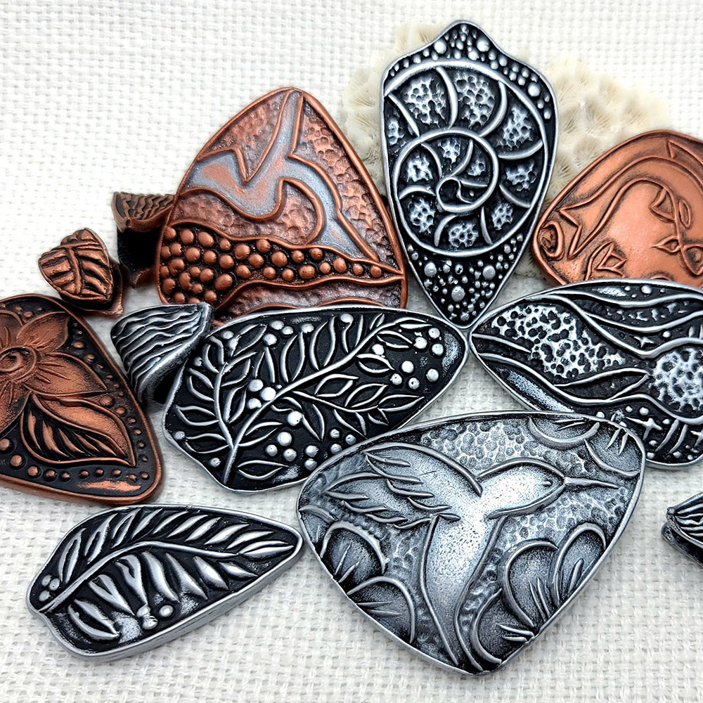 Silicone Texture - Large Cloisonne Enamel Pendants #2