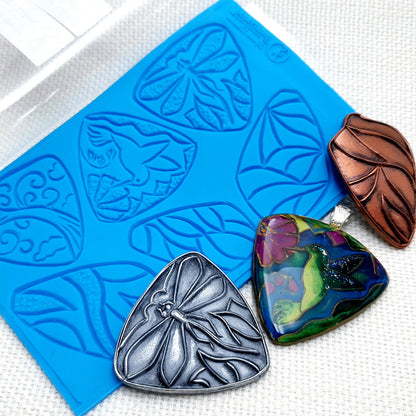 Silicone Texture - Large Cloisonne Enamel Pendants #1