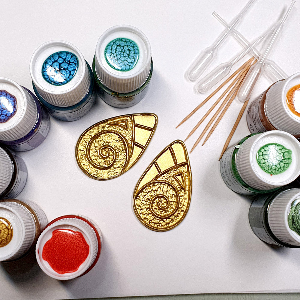 Silicone Texture - Cloisonne Enamel Earrings #1