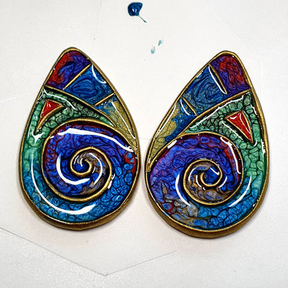 Silicone Texture - Cloisonne Enamel Earrings #1