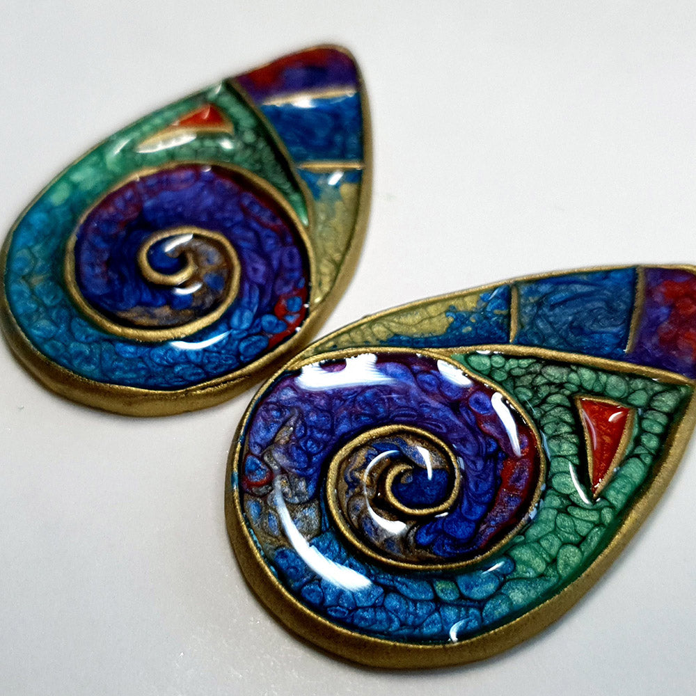 Silicone Texture - Cloisonne Enamel Earrings #1