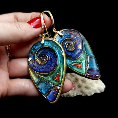 Silicone Texture - Cloisonne Enamel Earrings #1