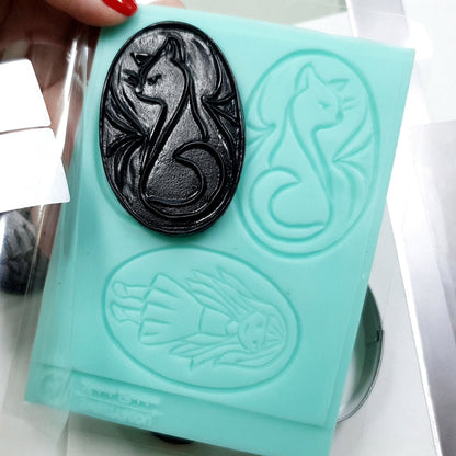 Cats and a Girl - Cloisonné Enamel