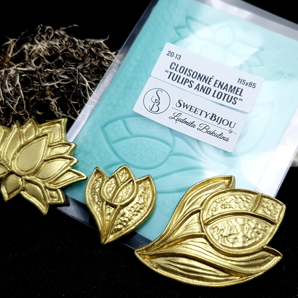 Tulips and Lotus - Cloisonné Enamel